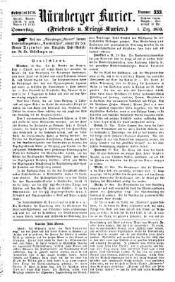 Nürnberger Kurier (Nürnberger Friedens- und Kriegs-Kurier) Donnerstag 1. Dezember 1859