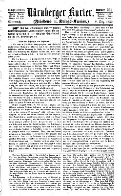 Nürnberger Kurier (Nürnberger Friedens- und Kriegs-Kurier) Mittwoch 7. Dezember 1859