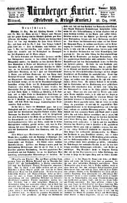 Nürnberger Kurier (Nürnberger Friedens- und Kriegs-Kurier) Mittwoch 21. Dezember 1859