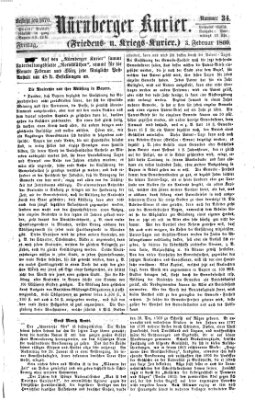 Nürnberger Kurier (Nürnberger Friedens- und Kriegs-Kurier) Freitag 3. Februar 1860