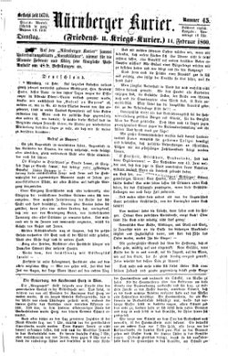 Nürnberger Kurier (Nürnberger Friedens- und Kriegs-Kurier) Dienstag 14. Februar 1860