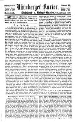 Nürnberger Kurier (Nürnberger Friedens- und Kriegs-Kurier) Samstag 18. Februar 1860