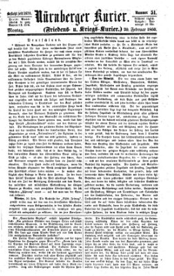 Nürnberger Kurier (Nürnberger Friedens- und Kriegs-Kurier) Montag 20. Februar 1860