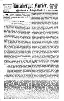 Nürnberger Kurier (Nürnberger Friedens- und Kriegs-Kurier) Dienstag 21. Februar 1860