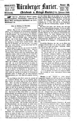 Nürnberger Kurier (Nürnberger Friedens- und Kriegs-Kurier) Mittwoch 22. Februar 1860