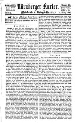 Nürnberger Kurier (Nürnberger Friedens- und Kriegs-Kurier) Freitag 2. März 1860