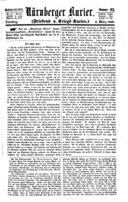 Nürnberger Kurier (Nürnberger Friedens- und Kriegs-Kurier) Dienstag 6. März 1860