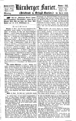 Nürnberger Kurier (Nürnberger Friedens- und Kriegs-Kurier) Montag 23. April 1860