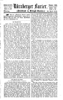 Nürnberger Kurier (Nürnberger Friedens- und Kriegs-Kurier) Montag 30. April 1860