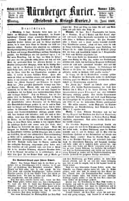 Nürnberger Kurier (Nürnberger Friedens- und Kriegs-Kurier) Montag 11. Juni 1860