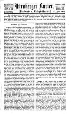 Nürnberger Kurier (Nürnberger Friedens- und Kriegs-Kurier) Donnerstag 21. Juni 1860