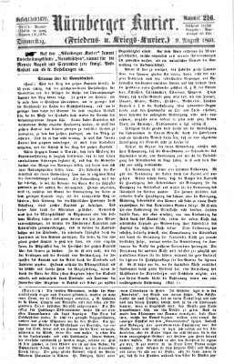 Nürnberger Kurier (Nürnberger Friedens- und Kriegs-Kurier) Donnerstag 9. August 1860