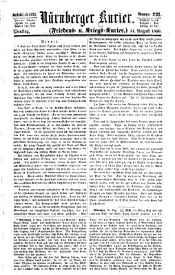 Nürnberger Kurier (Nürnberger Friedens- und Kriegs-Kurier) Dienstag 14. August 1860