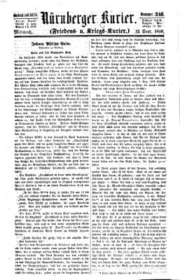 Nürnberger Kurier (Nürnberger Friedens- und Kriegs-Kurier) Mittwoch 12. September 1860