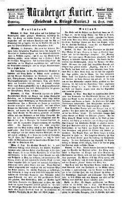 Nürnberger Kurier (Nürnberger Friedens- und Kriegs-Kurier) Sonntag 16. September 1860