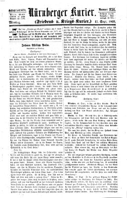 Nürnberger Kurier (Nürnberger Friedens- und Kriegs-Kurier) Montag 17. September 1860