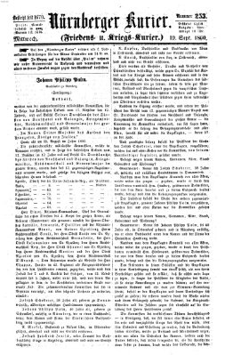 Nürnberger Kurier (Nürnberger Friedens- und Kriegs-Kurier) Mittwoch 19. September 1860