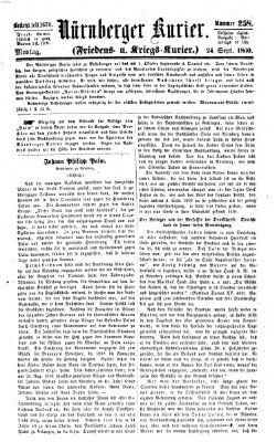 Nürnberger Kurier (Nürnberger Friedens- und Kriegs-Kurier) Montag 24. September 1860