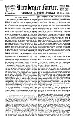 Nürnberger Kurier (Nürnberger Friedens- und Kriegs-Kurier) Donnerstag 27. September 1860