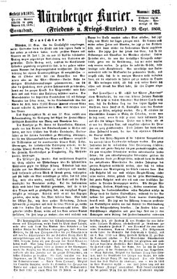 Nürnberger Kurier (Nürnberger Friedens- und Kriegs-Kurier) Samstag 29. September 1860