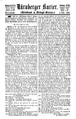 Nürnberger Kurier (Nürnberger Friedens- und Kriegs-Kurier) Samstag 6. Oktober 1860