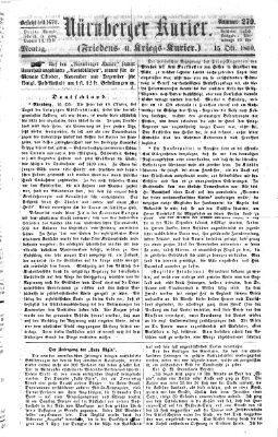 Nürnberger Kurier (Nürnberger Friedens- und Kriegs-Kurier) Montag 15. Oktober 1860