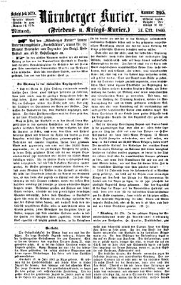 Nürnberger Kurier (Nürnberger Friedens- und Kriegs-Kurier) Mittwoch 31. Oktober 1860