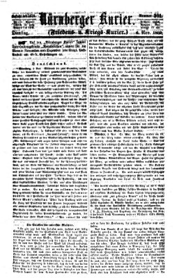 Nürnberger Kurier (Nürnberger Friedens- und Kriegs-Kurier) Dienstag 6. November 1860