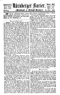 Nürnberger Kurier (Nürnberger Friedens- und Kriegs-Kurier) Montag 12. November 1860