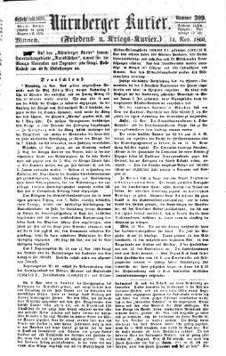 Nürnberger Kurier (Nürnberger Friedens- und Kriegs-Kurier) Mittwoch 14. November 1860