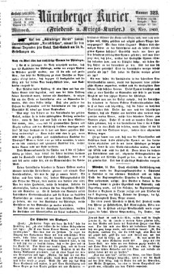 Nürnberger Kurier (Nürnberger Friedens- und Kriegs-Kurier) Mittwoch 28. November 1860