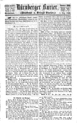 Nürnberger Kurier (Nürnberger Friedens- und Kriegs-Kurier) Samstag 1. Dezember 1860