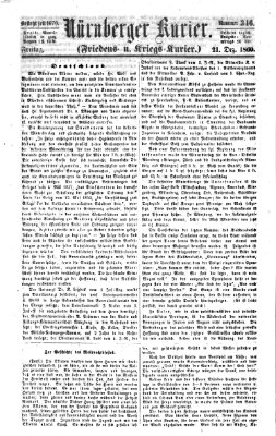 Nürnberger Kurier (Nürnberger Friedens- und Kriegs-Kurier) Freitag 21. Dezember 1860