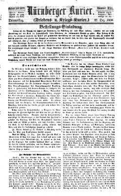 Nürnberger Kurier (Nürnberger Friedens- und Kriegs-Kurier) Donnerstag 27. Dezember 1860