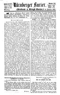 Nürnberger Kurier (Nürnberger Friedens- und Kriegs-Kurier) Montag 14. Januar 1861