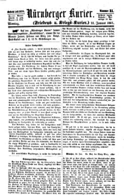 Nürnberger Kurier (Nürnberger Friedens- und Kriegs-Kurier) Montag 21. Januar 1861