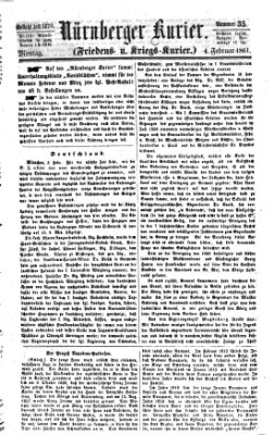 Nürnberger Kurier (Nürnberger Friedens- und Kriegs-Kurier) Montag 4. Februar 1861