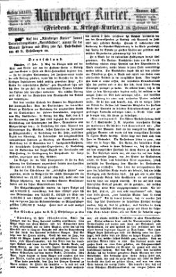 Nürnberger Kurier (Nürnberger Friedens- und Kriegs-Kurier) Montag 18. Februar 1861