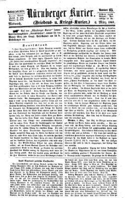 Nürnberger Kurier (Nürnberger Friedens- und Kriegs-Kurier) Mittwoch 6. März 1861