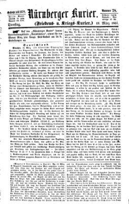 Nürnberger Kurier (Nürnberger Friedens- und Kriegs-Kurier) Dienstag 19. März 1861