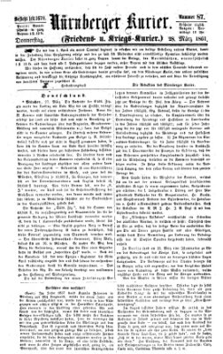 Nürnberger Kurier (Nürnberger Friedens- und Kriegs-Kurier) Donnerstag 28. März 1861