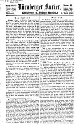 Nürnberger Kurier (Nürnberger Friedens- und Kriegs-Kurier) Mittwoch 3. April 1861