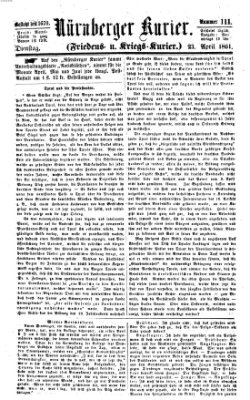 Nürnberger Kurier (Nürnberger Friedens- und Kriegs-Kurier) Dienstag 23. April 1861