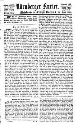 Nürnberger Kurier (Nürnberger Friedens- und Kriegs-Kurier) Donnerstag 25. April 1861