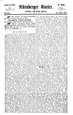 Nürnberger Kurier (Nürnberger Friedens- und Kriegs-Kurier) Dienstag 30. April 1861