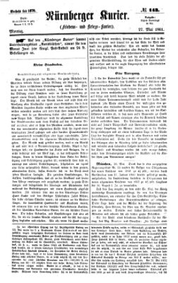 Nürnberger Kurier (Nürnberger Friedens- und Kriegs-Kurier) Montag 27. Mai 1861