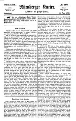 Nürnberger Kurier (Nürnberger Friedens- und Kriegs-Kurier) Samstag 15. Juni 1861