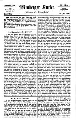 Nürnberger Kurier (Nürnberger Friedens- und Kriegs-Kurier) Donnerstag 11. Juli 1861