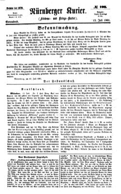 Nürnberger Kurier (Nürnberger Friedens- und Kriegs-Kurier) Samstag 13. Juli 1861