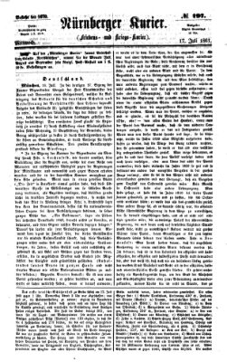 Nürnberger Kurier (Nürnberger Friedens- und Kriegs-Kurier) Mittwoch 17. Juli 1861